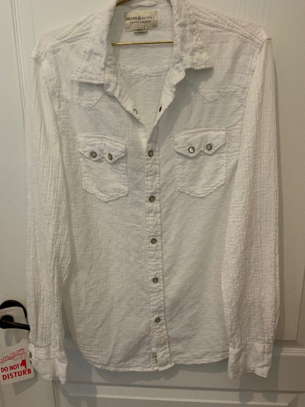 Ralph Lauren Denim & Supply UNISEX White Gauze  Cotton SZ L Western Style Shirt